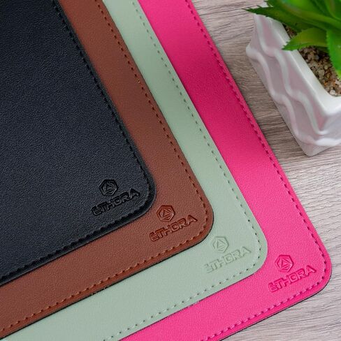 Faux Leather Mouse Pad 6 x 8 INCH – Elegant & Waterproof | Synthetic Leather, Non-Slip Rubber Base, Stitched Edges | Ideal for Laptop, Office, Travel (Black) in Saudi Arabia