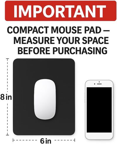 Faux Leather Mouse Pad 6 x 8 INCH – Elegant & Waterproof | Synthetic Leather, Non-Slip Rubber Base, Stitched Edges | Ideal for Laptop, Office, Travel (Black) in Saudi Arabia