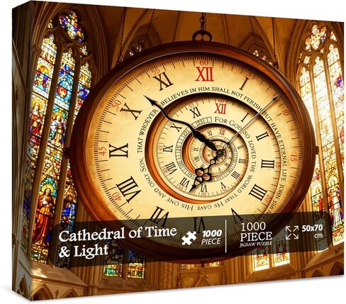 Vintage Spiral Clock Puzzles for Adults 1000 Pieces. Cathedral Stained Glass Jigsaw Puzzles. Challenging Difficult Colck Art Puzzles in Saudi Arabia