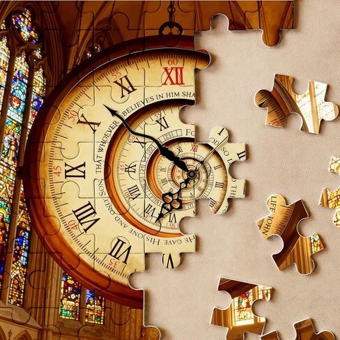 Vintage Spiral Clock Puzzles for Adults 1000 Pieces. Cathedral Stained Glass Jigsaw Puzzles. Challenging Difficult Colck Art Puzzles in Saudi Arabia
