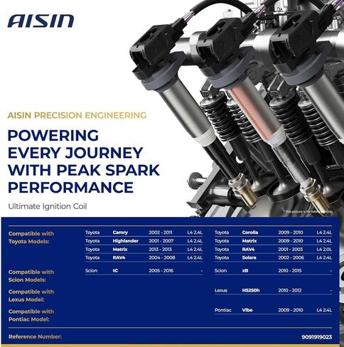 AISIN AFTERMARKET ESCAZ-00499 Ignition Coil - Compatible with Toyota RAV4 01-08, Camry 02-11, Corolla 09-10, Highlander 01-07, Lexus HS250h 10-12, Scion tC 05-16, xB 10-15 - 2.0L 2.4L 2.5L in Kuwait