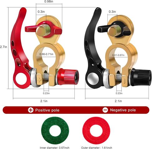 Ganecad 2 PCS Battery Terminal Connectors, Quick-Release Batteries Terminal Clamps with Anti-Collision Pad, Heavy Duty Brass Battery Cable Ends for Cars Caravans Trucks Boats in Saudi Arabia
