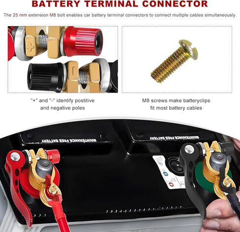 Ganecad 2 PCS Battery Terminal Connectors, Quick-Release Batteries Terminal Clamps with Anti-Collision Pad, Heavy Duty Brass Battery Cable Ends for Cars Caravans Trucks Boats in Saudi Arabia