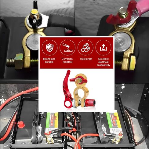 Ganecad 2 PCS Battery Terminal Connectors, Quick-Release Batteries Terminal Clamps with Anti-Collision Pad, Heavy Duty Brass Battery Cable Ends for Cars Caravans Trucks Boats in Saudi Arabia