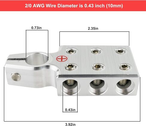 مشابك طرفية لبطارية حمض الرصاص 6x00(2/0) AWG، للعمود العلوي المدبب، الإيجابي والسلبي، 6061 مادة الألومنيوم 1 زوج in Kuwait