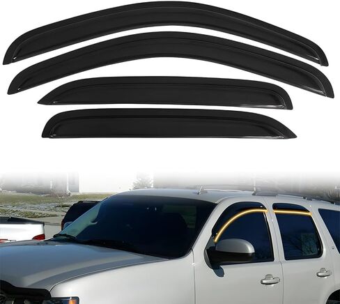 شريط على عاكسات حاجب النافذة، متوافق مع 2007-2014 Chevy Tahoe GMC Yukon، واقيات المطر للنافذة ذات النمط النحيف من الأكريليك، مجموعة واقي فتحة التهوية الجانبية لرياح الشمس، 4 قطع in Kuwait