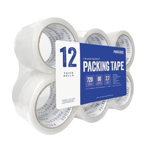 Packedge Heavy Duty Packing Tape, 12 Rolls — 1.88 Inches x 60 Yards, 2.7 Mil Thick Clear Packaging Tape for Shipping, Moving & Box Sealing, 720 Total Yards in Kuwait