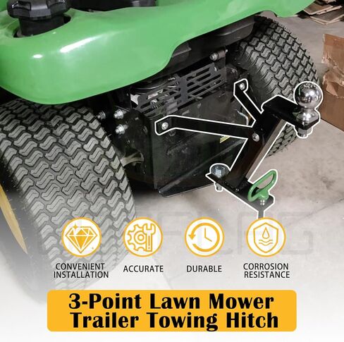Tractor Lawn Mower Trailer Towing Hitch with Chrome Trailer Hitch Ball, 2,000 lbs, 1-7/8-Inch Diameter, 3/4 x 2-Inch Shank for Cub Cadet Husqvarna Craftsman and All Conventional Mowers in Saudi Arabia