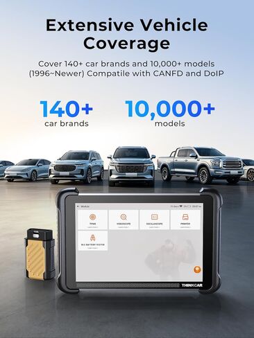 أداة تشخيص الماسح الضوئي OBD2 ثنائية الاتجاه من THINKCAR 689BT - أداة فحص النظام بالكامل مع بلوتوث 5.0، 3000+ اختبار نشط، ترميز ECU، 34+ خدمة، FCA، CAN-FD وDoIP، تحديث لاسلكي in Kuwait