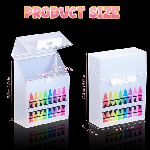 16 Pcs Plastic Clear Crayon Box with Hinged Lid and Snap Closure Protects 24 Crayons for School Office Supplies in Saudi Arabia