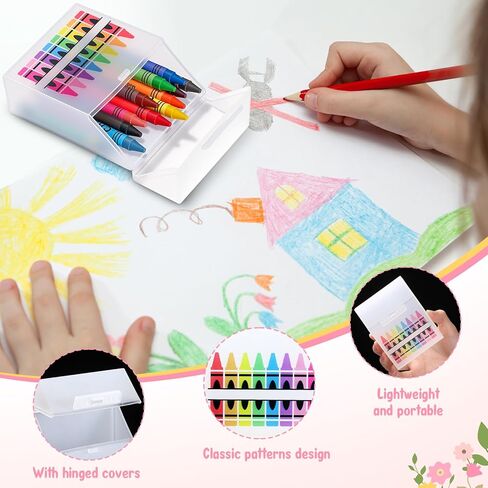 16 Pcs Plastic Clear Crayon Box with Hinged Lid and Snap Closure Protects 24 Crayons for School Office Supplies in Saudi Arabia