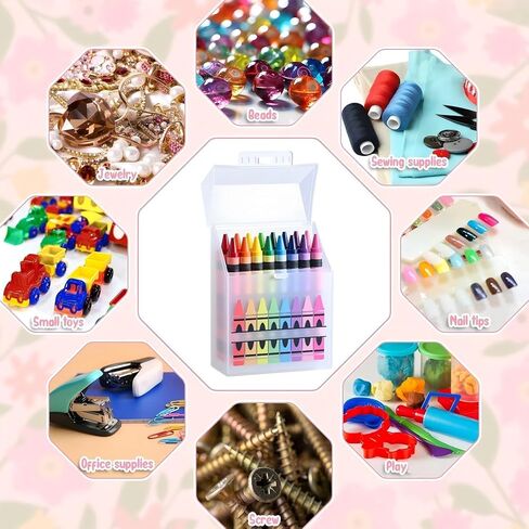 16 Pcs Plastic Clear Crayon Box with Hinged Lid and Snap Closure Protects 24 Crayons for School Office Supplies in Saudi Arabia