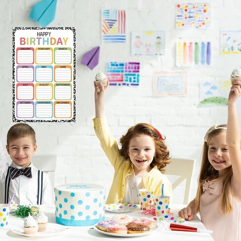 Composition Happy Birthday Chart Poster for Classroom Reusable Birthday Poster Calendar Colorful Bulletin Board Decorations for Classroom Back to School Teaching Supplies Chalkboard Wall Decor in Saudi Arabia