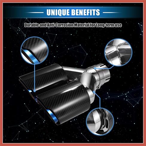 ACROPIX Car Exhaust Tip Tail Pipe, 2.4 Inch Inlet 7.09 Inch Outlet 9.84 Inch Length Universal for Rear Dual Muffler Anti-Corrosion Stainless Steel Flame Blue Black Car Parts in Kuwait