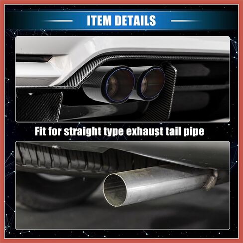 ACROPIX Car Exhaust Tip Tail Pipe, 2.4 Inch Inlet 7.09 Inch Outlet 9.84 Inch Length Universal for Rear Dual Muffler Anti-Corrosion Stainless Steel Flame Blue Black Car Parts in Kuwait