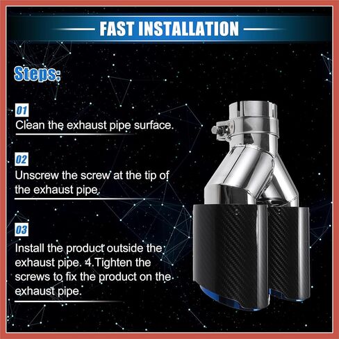 ACROPIX Car Exhaust Tip Tail Pipe, 2.4 Inch Inlet 7.09 Inch Outlet 9.84 Inch Length Universal for Rear Dual Muffler Anti-Corrosion Stainless Steel Flame Blue Black Car Parts in Kuwait