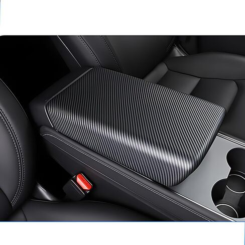 Tesla Model 3 / Y Arm Rest Cover & Center Console Cover, Compatible with 2017-2023 Model 3 and 2020-2024 Model Y, ABS Material Scratch Resistant (Matte Carbon Fiber Pattern) in Saudi Arabia