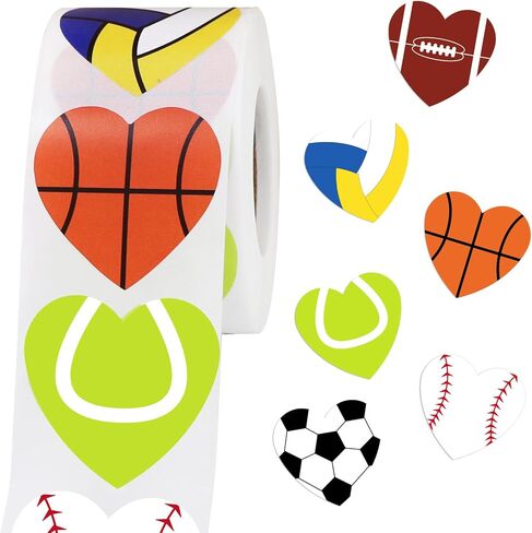Vuzvuv 600 Pcs Sport Ball Stickers for Gift Bag Envelope Seal,Self-Adhesive Sports Ball Sticker Labels Roll for Home School Sports Themed Party Decor in Saudi Arabia