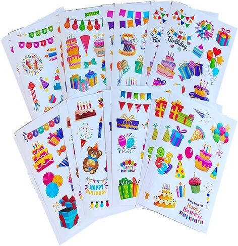 16 Sheets Happy Birthday Stickers Heart Sticker for Cards Gift Box Envelope Birthday Stick Sticker, Stickers Crafts for Kids Adults Birthday Party Supplies Classroom Exchange Gift in Saudi Arabia