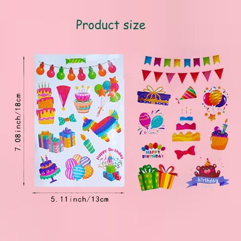 16 Sheets Happy Birthday Stickers Heart Sticker for Cards Gift Box Envelope Birthday Stick Sticker, Stickers Crafts for Kids Adults Birthday Party Supplies Classroom Exchange Gift in Saudi Arabia