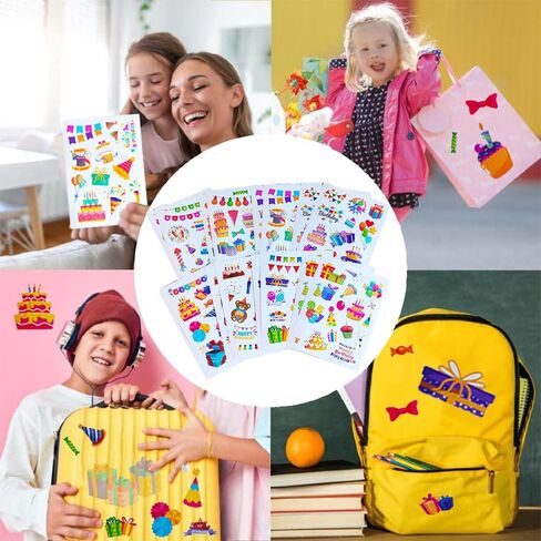 16 Sheets Happy Birthday Stickers Heart Sticker for Cards Gift Box Envelope Birthday Stick Sticker, Stickers Crafts for Kids Adults Birthday Party Supplies Classroom Exchange Gift in Saudi Arabia