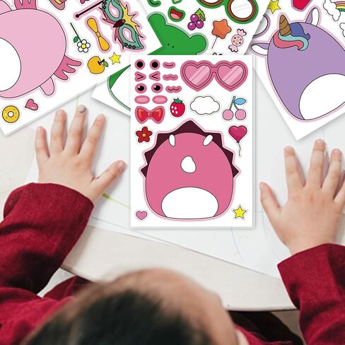 18Pcs Cartoon Make a Face Stickers,Mixed and Matched with 6 Designs Characters Stickers for Birthday Party Decoration,Party Favors. in Saudi Arabia