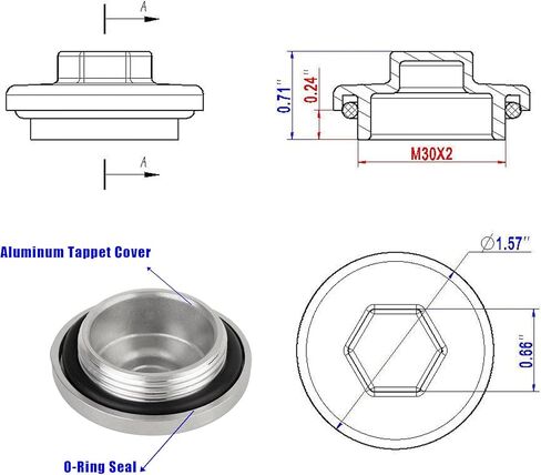 Engine Valve Tappet Adjustment Cover, Front/Rear Differential Gear Case Cap Fit for TRX250 TRX350 TRX450 TRX500 VT/VF1100 VTX1300/180012361-300-000 12361-035-000 (2PCS) in Saudi Arabia