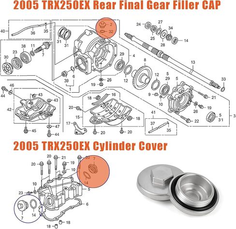 Engine Valve Tappet Adjustment Cover, Front/Rear Differential Gear Case Cap Fit for TRX250 TRX350 TRX450 TRX500 VT/VF1100 VTX1300/180012361-300-000 12361-035-000 (2PCS) in Saudi Arabia
