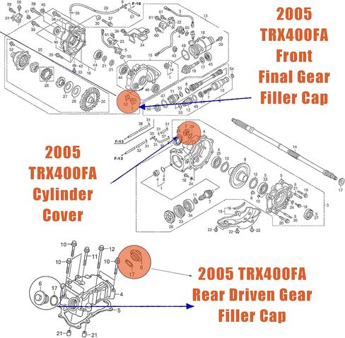 Engine Valve Tappet Adjustment Cover, Front/Rear Differential Gear Case Cap Fit for TRX250 TRX350 TRX450 TRX500 VT/VF1100 VTX1300/180012361-300-000 12361-035-000 (2PCS) in Saudi Arabia