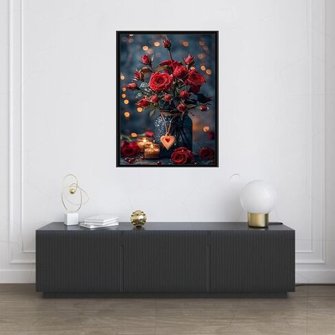 TYPUSOK Rose Diamond Art Kits for Adults,Love Heart Round Full Drill 5D Diamond Painting Kits for Beginners,Flower DIY Diamond Dots Pictures Gem Art Kit,Home Wall Decor 12x16in in Kuwait