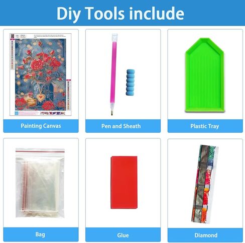 TYPUSOK Rose Diamond Art Kits for Adults,Love Heart Round Full Drill 5D Diamond Painting Kits for Beginners,Flower DIY Diamond Dots Pictures Gem Art Kit,Home Wall Decor 12x16in in Kuwait