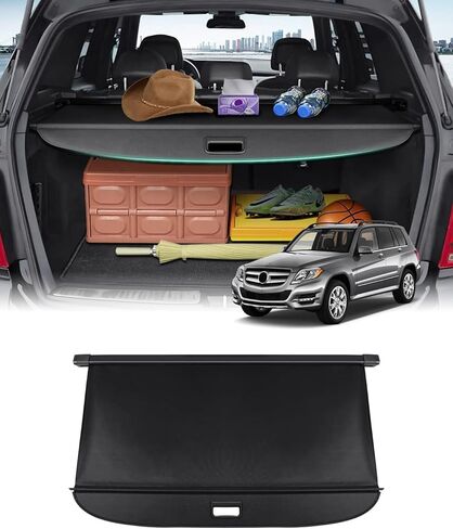 غطاء Powerty Cargo لـ 2008-2014 2015 Mercedes Benz GLK-Class Accessories غطاء صندوق السيارة قابل للسحب لحماية صندوق السيارة وغطاء أمتعة البضائع باللون الأسود in Saudi Arabia