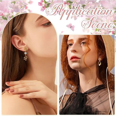 Beebeecraft 1 Box 4 Pair Flower Stud Earring Finding 18K Gold Plated Brass Cute Floral Ear Studs with Loop and 8Pcs Silicone Ear Nuts for Flower Theme DIY Jewelry Making in Kuwait