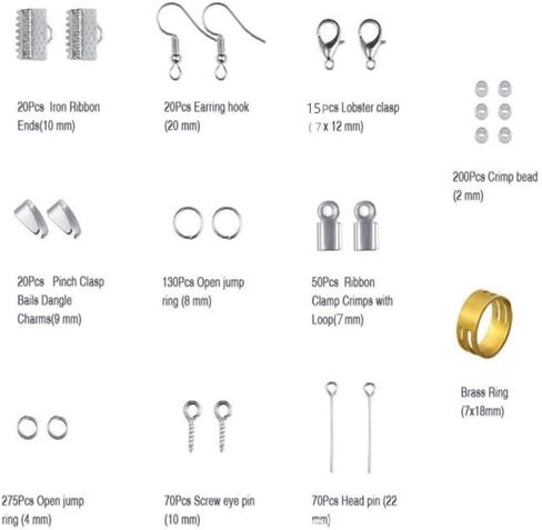 مجموعة لوازم صناعة المجوهرات، أداة إصلاح المجوهرات DIY مع ملحقات وكماشة وأسلاك خرز للبالغين والمبتدئين (أبيض) in Kuwait