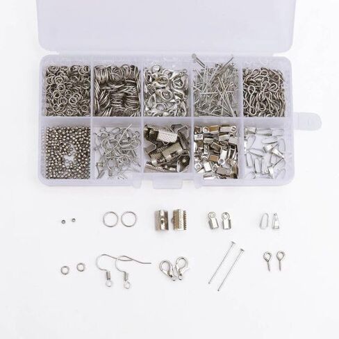 مجموعة لوازم صناعة المجوهرات، أداة إصلاح المجوهرات DIY مع ملحقات وكماشة وأسلاك خرز للبالغين والمبتدئين (أبيض) in Kuwait