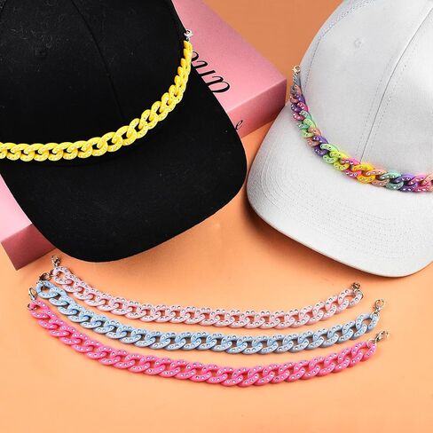 LATUMCO 9 Pcs Acrylic Bling Hat Chains kit, Colorful Trucker Cap Charms Bulk Accessories for Women Men DIY Decoration Mesh Back Hats in Saudi Arabia