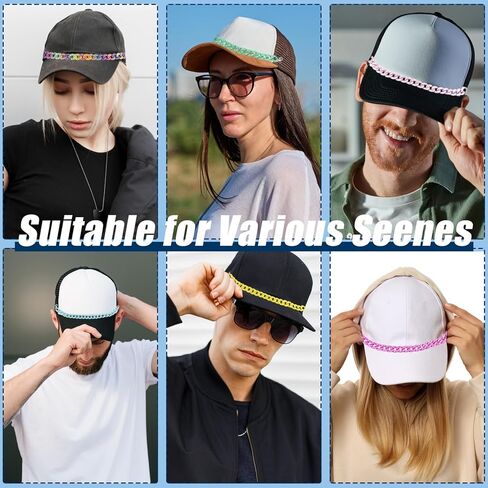 LATUMCO 9 Pcs Acrylic Bling Hat Chains kit, Colorful Trucker Cap Charms Bulk Accessories for Women Men DIY Decoration Mesh Back Hats in Saudi Arabia