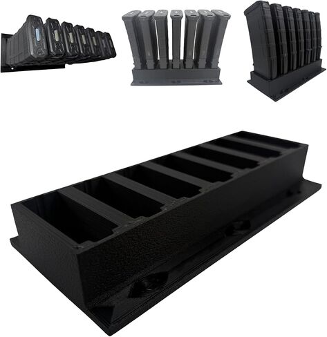 AR-15 Magazine Holder Wall & Floor Mount – 7-Slot Dual Mount AR Mag Holder for Gun Safe, AR15 Magazine Storage Rack, Rifle Magazine Organizer, Black in Saudi Arabia