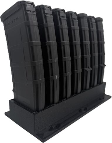AR-15 Magazine Holder Wall & Floor Mount – 7-Slot Dual Mount AR Mag Holder for Gun Safe, AR15 Magazine Storage Rack, Rifle Magazine Organizer, Black in Saudi Arabia