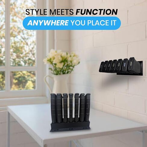 AR-15 Magazine Holder Wall & Floor Mount – 7-Slot Dual Mount AR Mag Holder for Gun Safe, AR15 Magazine Storage Rack, Rifle Magazine Organizer, Black in Saudi Arabia