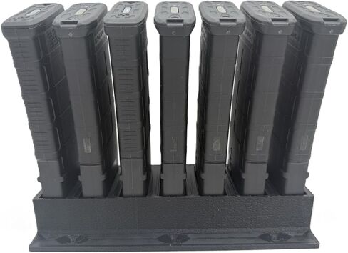 AR-15 Magazine Holder Wall & Floor Mount – 7-Slot Dual Mount AR Mag Holder for Gun Safe, AR15 Magazine Storage Rack, Rifle Magazine Organizer, Black in Saudi Arabia