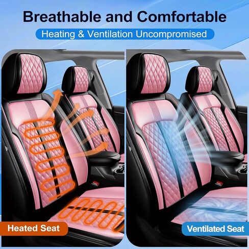 Fit Corolla LE Car Seat Covers for Toyota Corolla LE 2019-2025 2026, Full Coverage Leather, Airbag Compatible Scratch-Resistant, Waterproof All Weather Seat Protector, Full Set, Black+Pink in Saudi Arabia