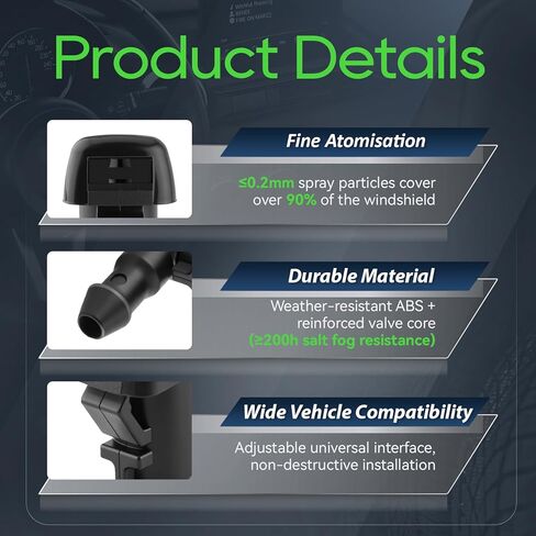 فوهات غسالة الزجاج الأمامي الممتازة من AUTOKAY BC3Z-17603-A مناسبة لسيارة Ford Super Duty F-250 F-350 F-450 F-550 2011-2016 8 Cyl 6.2L 6.7L/10 Cyl 6.8L RE# BC3Z17603A فوهة غسالة سائلة حزمة من 2 in Kuwait