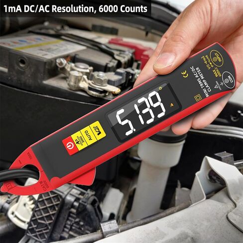 BSIDE 1mA Clamp Meter، DC / AC Current مع الوضع الذكي، True RMS 6000 Counts القابلة لإعادة الشحن التلقائي المشبك المتعدد، درجة الحرارة السعة الصمام الثنائي دورة العمل هرتز أوم فحص مباشر V-Alert اختبار الجهد in Kuwait