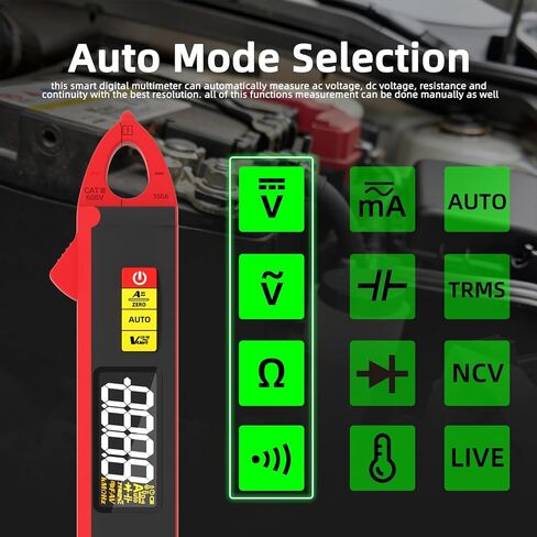 BSIDE 1mA Clamp Meter، DC / AC Current مع الوضع الذكي، True RMS 6000 Counts القابلة لإعادة الشحن التلقائي المشبك المتعدد، درجة الحرارة السعة الصمام الثنائي دورة العمل هرتز أوم فحص مباشر V-Alert اختبار الجهد in Kuwait