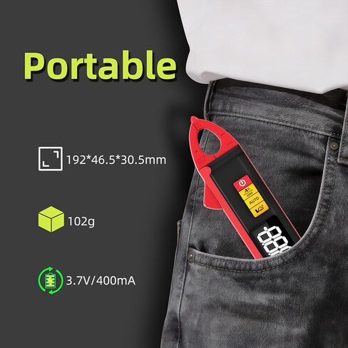 BSIDE 1mA Clamp Meter، DC / AC Current مع الوضع الذكي، True RMS 6000 Counts القابلة لإعادة الشحن التلقائي المشبك المتعدد، درجة الحرارة السعة الصمام الثنائي دورة العمل هرتز أوم فحص مباشر V-Alert اختبار الجهد in Kuwait