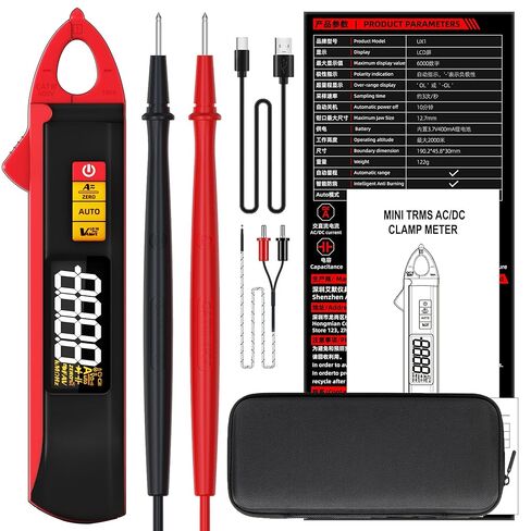 BSIDE 1mA Clamp Meter، DC / AC Current مع الوضع الذكي، True RMS 6000 Counts القابلة لإعادة الشحن التلقائي المشبك المتعدد، درجة الحرارة السعة الصمام الثنائي دورة العمل هرتز أوم فحص مباشر V-Alert اختبار الجهد in Kuwait