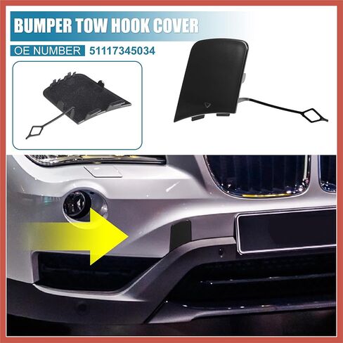 ACROPIX المصد الأمامي سحب هوك غطاء سيارة سحب هوك العين ثقب غطاء استبدال 51117345034 لسيارات BMW X1 E84 2012-2015 قطع غيار السيارات السوداء in Kuwait