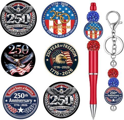 4th of July America 250th Anniversary Focal Beads, 10Pcs Silicone Craft Beads for DIY Keychains, Beaded Pens, Memorial Gifts, Jewelry & Home Decor in Saudi Arabia