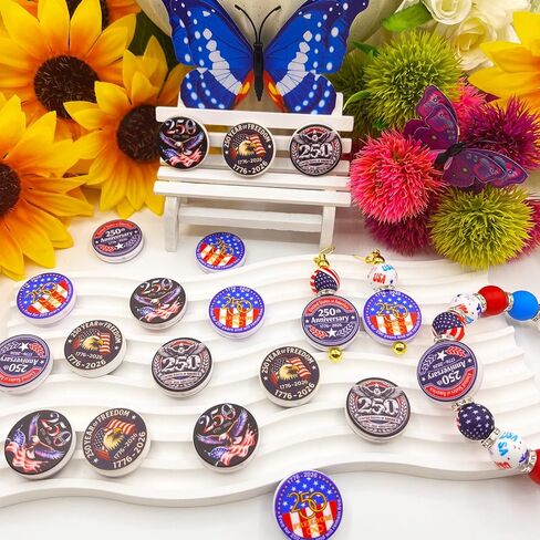 4th of July America 250th Anniversary Focal Beads, 10Pcs Silicone Craft Beads for DIY Keychains, Beaded Pens, Memorial Gifts, Jewelry & Home Decor in Saudi Arabia